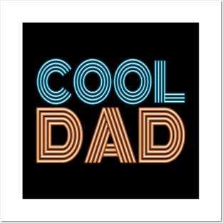 Simple Cool Dad Father's Day Neon Retro Typography Posters and Art